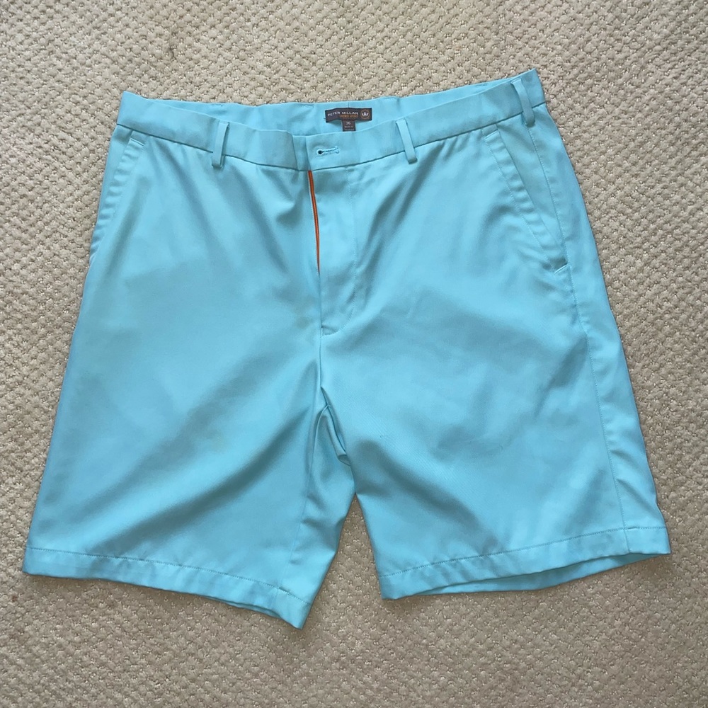 Peter Millar Crown Sport Golf Shorts Light Blue Size 36